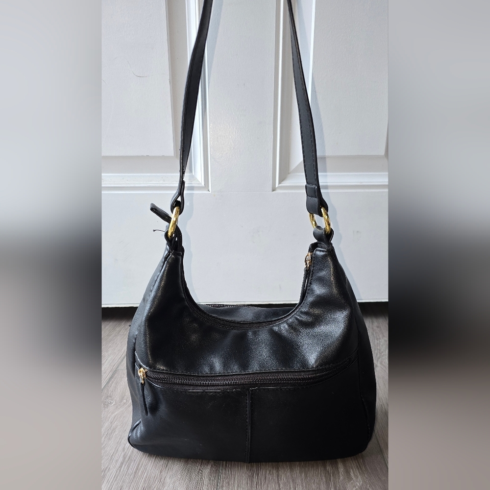 Giani Bernini Genuine Leather Black Hobo Bag | Y2K Quiet Luxury Slouchy Purse